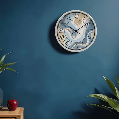 Soothing Timekeeper - Blue and Beige Marble Clock