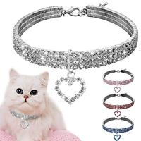 Rhinestone Decor Pet Collar, 1 Count Adjustable Pet Collar with Heart Shaped Pendant, Pet Accessories for Small Medium Large ...