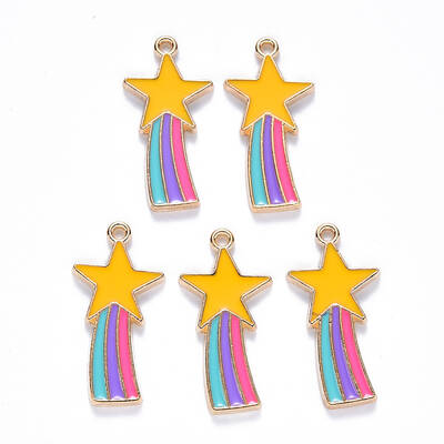 Alloy Enamel Comet Star Pendants