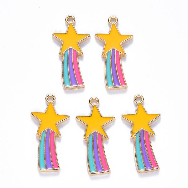 Alloy Enamel Comet Star Pendants