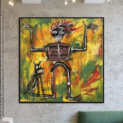Large Graffiti Style Wall Art Urban Painting on Canvas Original Wall Art Graffiti Wall Decor | BOY AND DOG