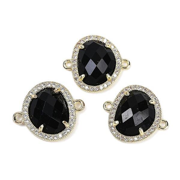 Natural Obsidian Faceted Oval Links