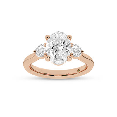 Aevum Classic Three Stone Oval Lab Grown Diamond Engagement Ring | 14K Rose Gold 1 3/8 CT. TW.