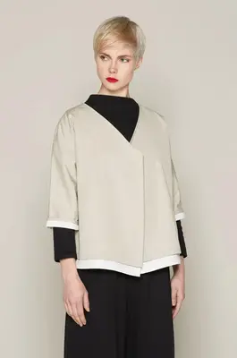 Liza Jacket (Beige & White) | size: XS