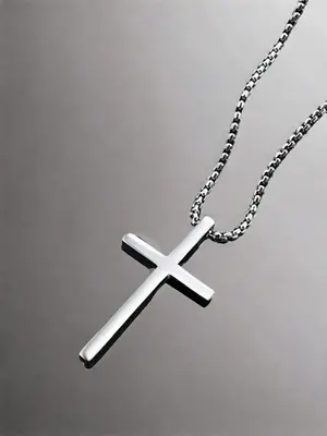 Cross Charm Titanium Steel Pendant Necklace for Men & Women, Stainless Steel Necklace, Hip Hop Fashionable Titanium Steel Jew...