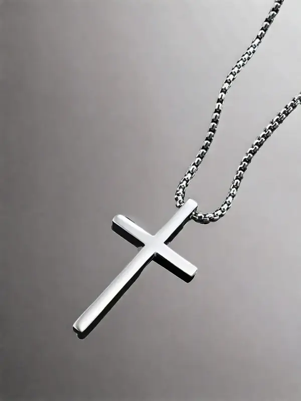 Cross Charm Titanium Steel Pendant Necklace for Men & Women, Stainless Steel Necklace, Hip Hop Fashionable Titanium Steel Jew...