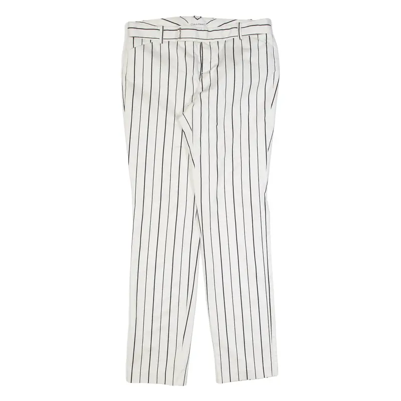 CALVIN KLEIN Striped Womens Trousers White Slim Tapered W30 L28