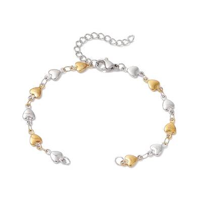 304 Stainless Steel Heart Link Chain Bracelet Makings for Women