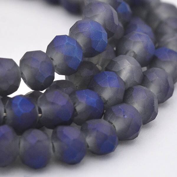 Full Rainbow Plated Faceted Rondelle Glass Beads Strands
