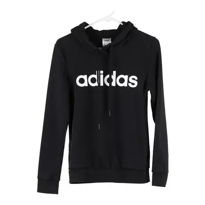 Age 12-13 Adidas Spellout Hoodie - Small Black Cotton Blend