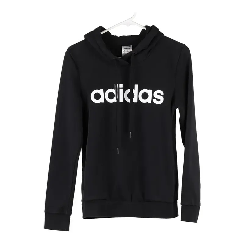 Age 12-13 Adidas Spellout Hoodie - Small Black Cotton Blend