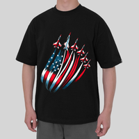 Patriotic USA Flag Fighter Jets Boys 4th of July T-Shirt