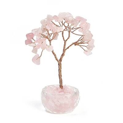 Natural Rose Quartz Chips Tree of Life Decorations