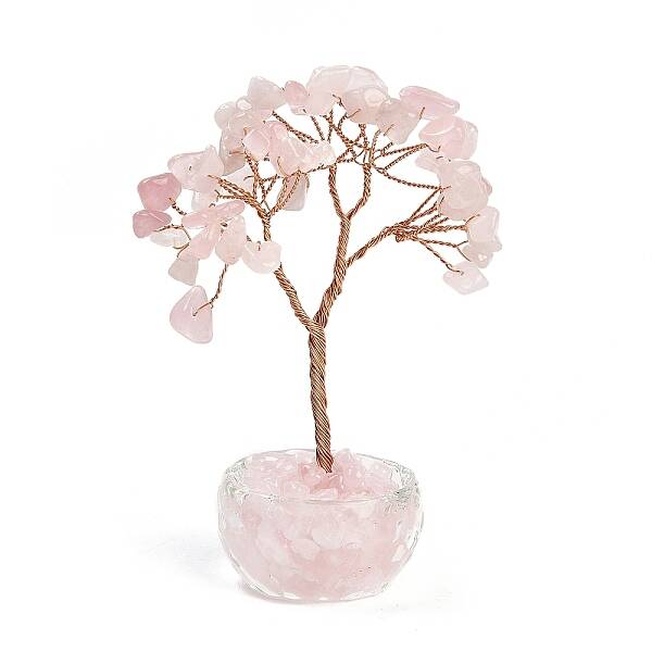 Natural Rose Quartz Chips Tree of Life Decorations