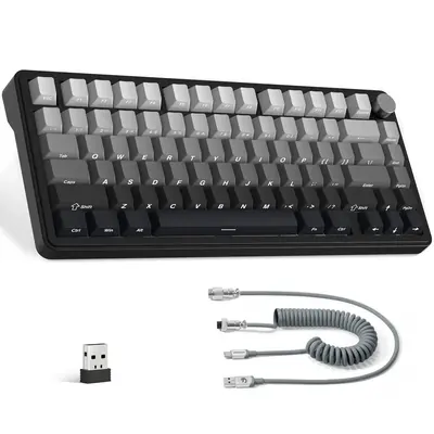 X85 75% Mechanical Keyboard, Wireless Keyboard with Cherry Profile Side Print PBT Keycaps, Custom RGB Gaming Keyboard with Co...