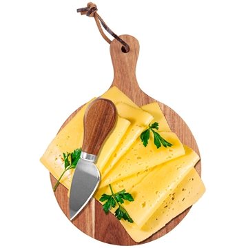 100 Promotional Mini Round Cheese Board & Knife Set - Acacia Wood ...