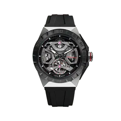 TSAR BOMBA Elemental Series Silver Black Men's Automatic Mechanical Watch 閳ワ拷Stainless Steel Bezel & Case, Skeleton Dia...