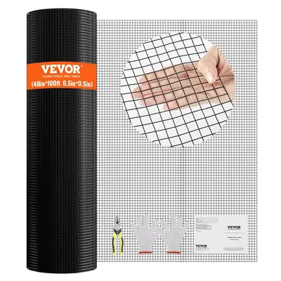 VEVOR Hardware Cloth, 48'' x 100' Galvanized Wire Mesh Roll, 19 Gauge Chicken Wire Fence Roll, Vinyl Coating Metal Wire Mesh ...