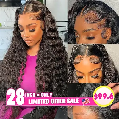 [Clearance Sale] Bling Hair 13x4 13x6 HD Lace Wig Water Wave Human Hair Lace Frontal Wigs HD Lace Human Hair Wigs 180 Density...