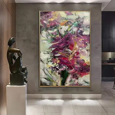 Original Abstract Oil Paintings On Canvas Flowers Bouquet Colorful Painting Modern Contemporary Fine Art Wall Decor | BOUQUET...