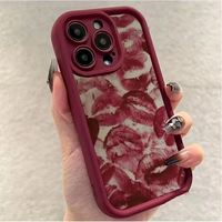 Vintage COORS Letter Red Lip Print Pattern Phone Case, Decorative Phone Protector Cover, Phone Accessories for iPhone 11 12 1...