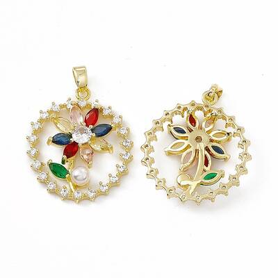 Brass Micro Pave Cubic Zirconia Pendants