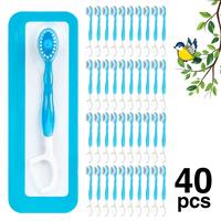 Disposable Mini Travel Toothbrush, 40pcs, 5 in1 Pre-pasted Toothbrush & Floss & Pick & Tongue Scraper, Portable Individual Pa...