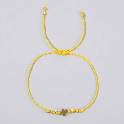 Adjustable Cross & Round Braided Bead Bracelets for Women