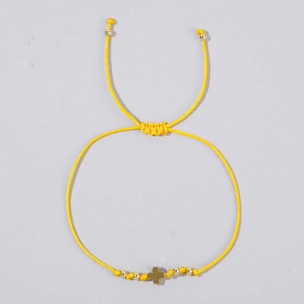 Adjustable Cross & Round Braided Bead Bracelets for Women