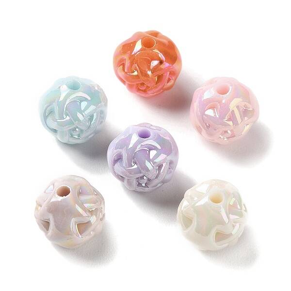 UV Plating Rainbow Iridescent Acrylic Beads