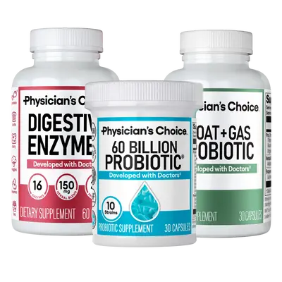 Physician's Choice Gut Guardian Bundle: Advanced Gut Health Support with 60 Billion Probiotic + Digestive Enzymes + Bloat & G...