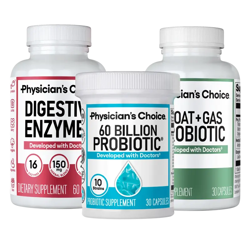 Physician's Choice Gut Guardian Bundle: Advanced Gut Health Support with 60 Billion Probiotic + Digestive Enzymes + Bloat & G...