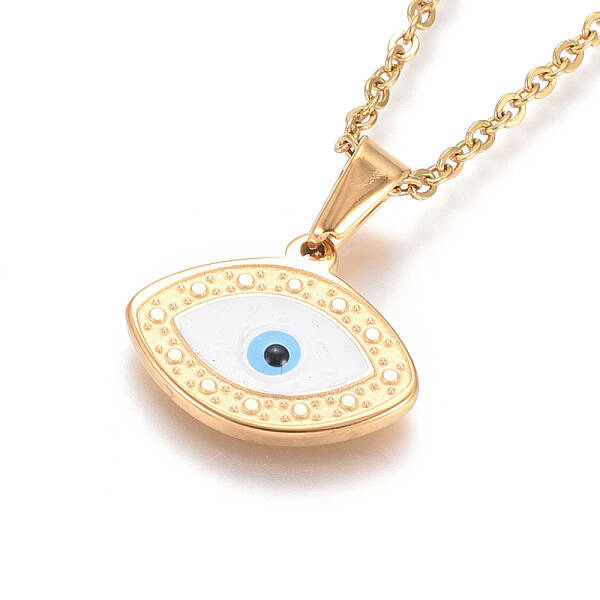 304 Stainless Steel Enamel Pendant Necklaces