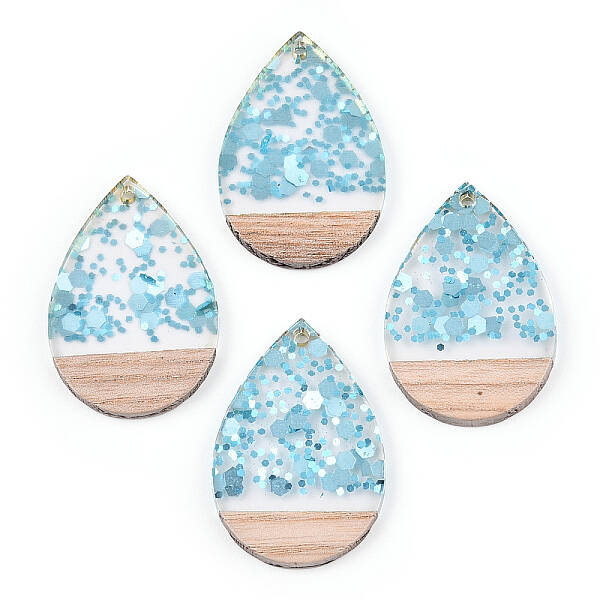 Transparent Resin & White Wood Pendants