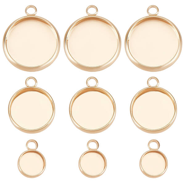 Beebeecraft 24Pcs 3 Size Round Blank Bezel Pendant Trays 18K Gold Plated Cabochon Base Settings Pendant Tray Charms for DIY J...