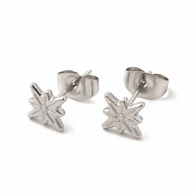 Non-Tarnish 304 Stainless Steel Star Stud Earrings for Women