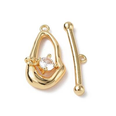 Brass Pave Clear Cubic Zirconia Toggle Clasps