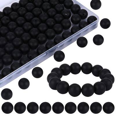 80Pcs Round Silicone Focal Beads