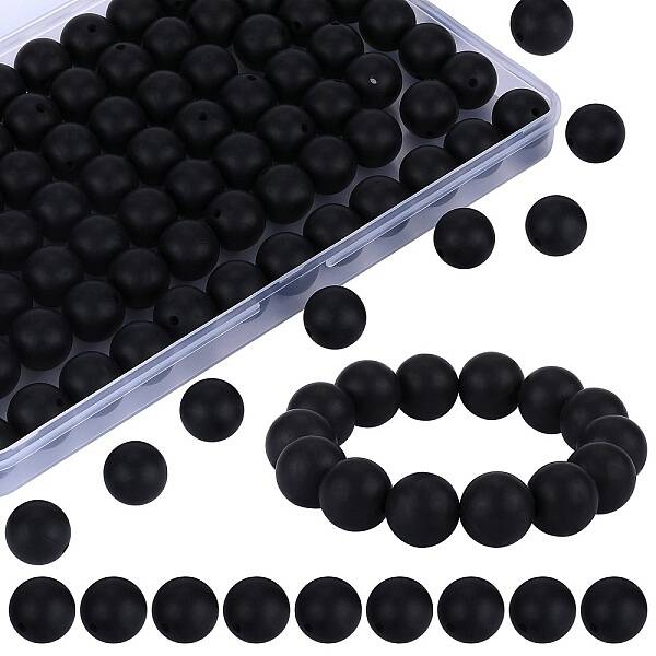 80Pcs Round Silicone Focal Beads