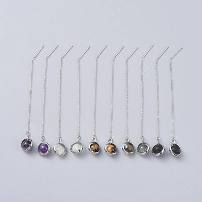 Natural Gemstone Dangle Earrings