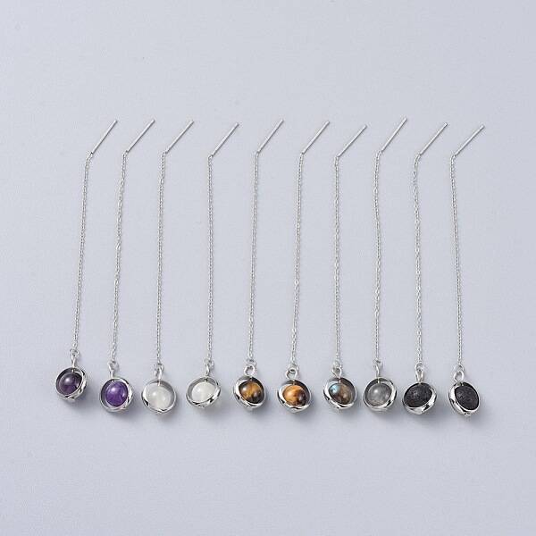 Natural Gemstone Dangle Earrings