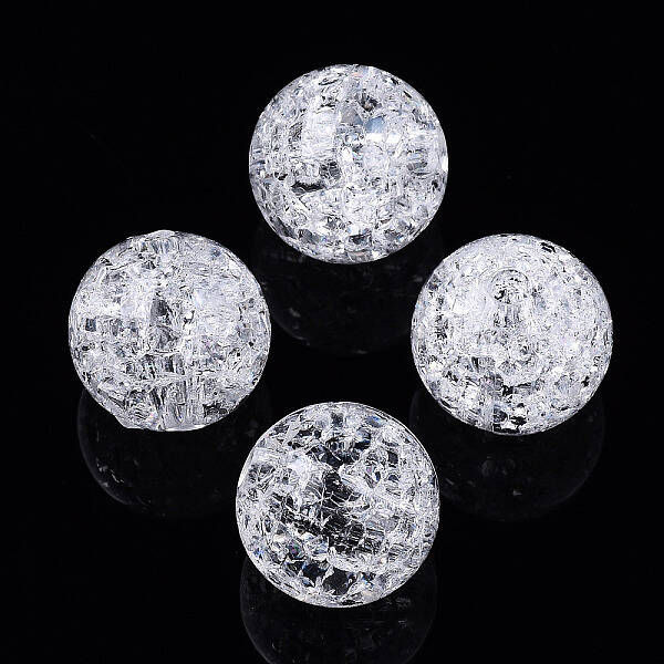 Transparent Crackle Style Acrylic Beads