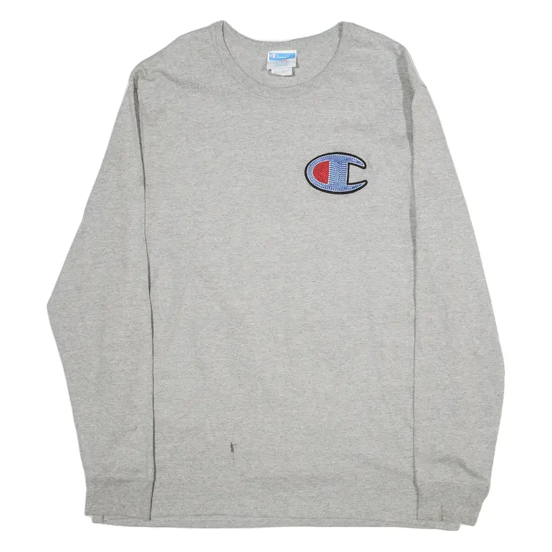 CHAMPION Mens T-Shirt Grey Long Sleeve L
