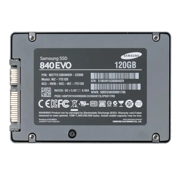 Samsung MZ-7TE120 | 840 EVO Series 120GB 2.5-inch 6GB/s SATA 256MB Cache V-NAND 3bit MLC Solid State Drive