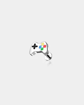 Oufer X Roly Game Controller Internally Threaded Cartilage Stud - Silver