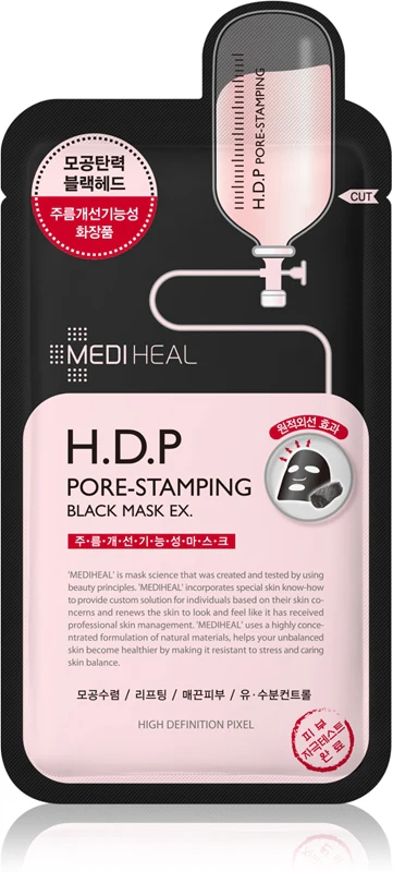 MEDIHEAL Black Mask HDP Pore-Stamping Sheet Mask to Tighten Pores 25 ml