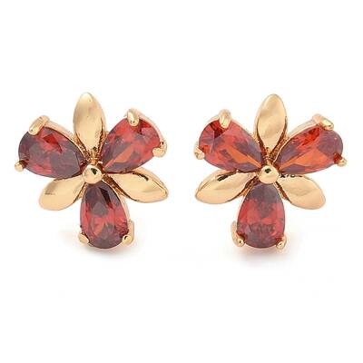 Rack Plating Flower Brass Cubic Zirconia Stud Earrings