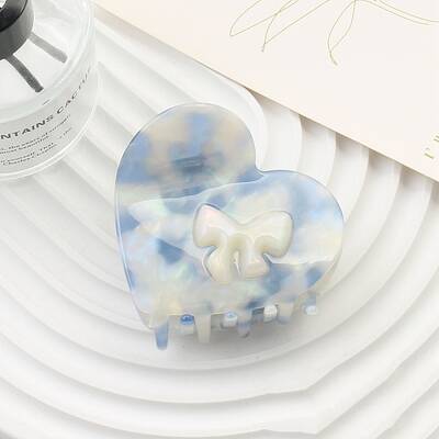 Heart with Bowknot Cellulose Acetate(Resin) Claw Hair Clips