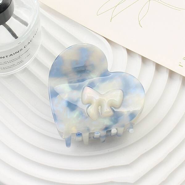 Heart with Bowknot Cellulose Acetate(Resin) Claw Hair Clips