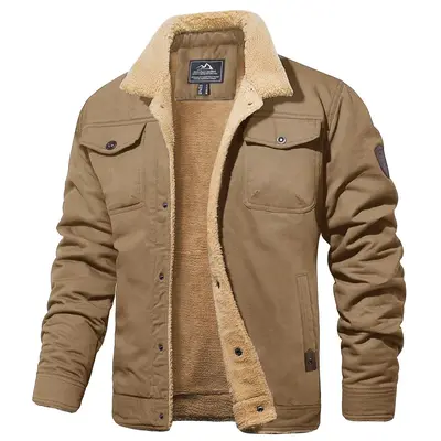 MAGCOMSEN Men's Winter Jacket Sherpa Lined Jacket Warm Trucker Coat Multi Pocket Casual Collared Menswear Tops Cotton Fleece ...